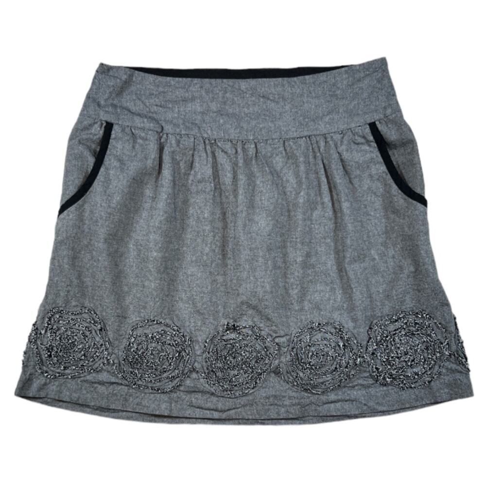 Stoosh 3D Floral Print Skirt in Gray | Size M